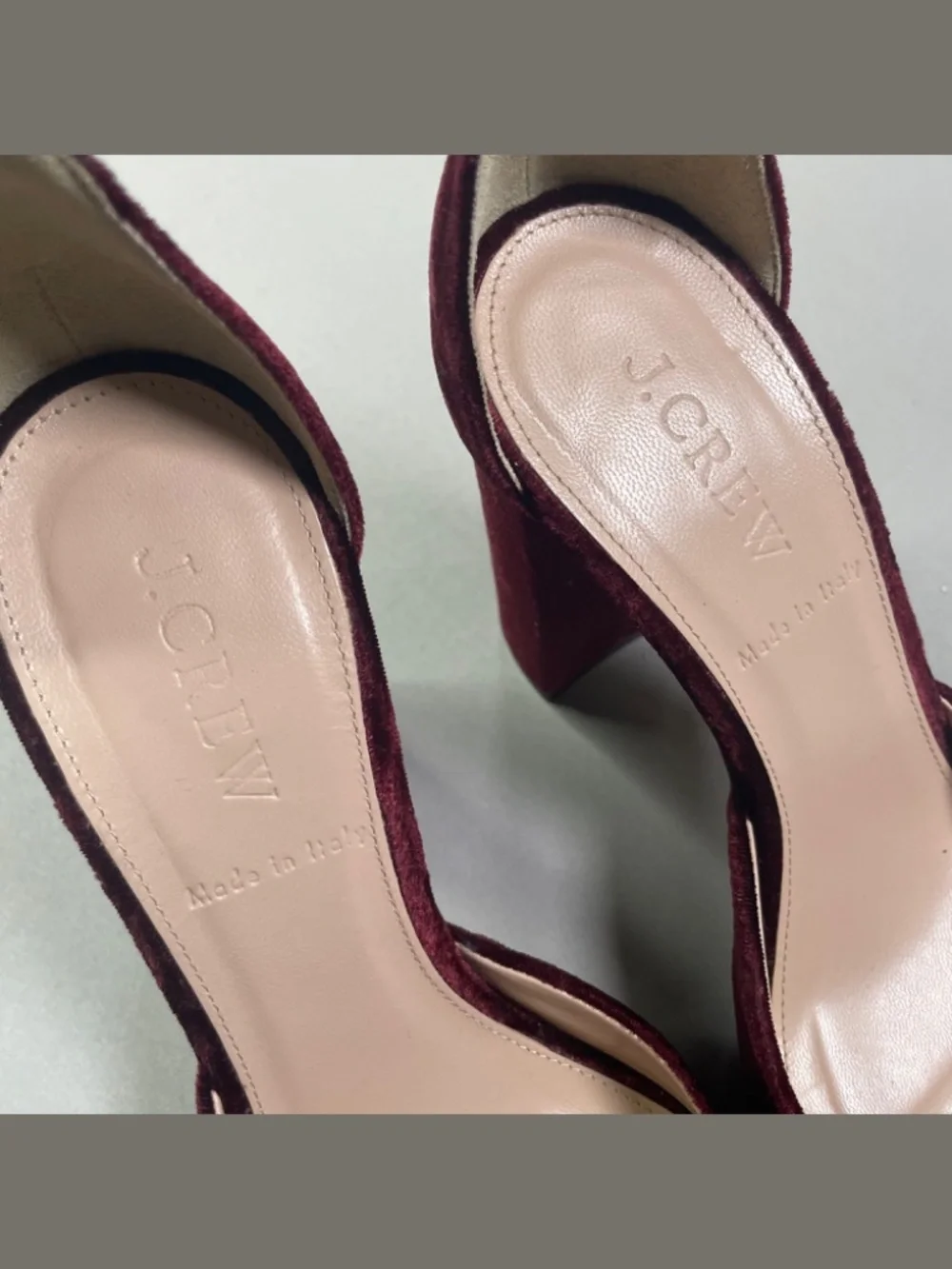 J Crew Shoes Womens 6.5 burgundy red velvet Maisie heels preppy cocktail